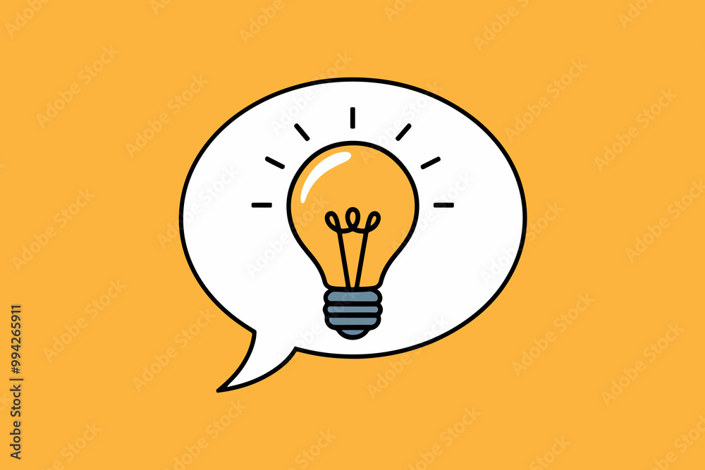 Light bulb in a speech bubble, concept of idea and communication. Light bulb in a speech bubble, concept of idea and communication.