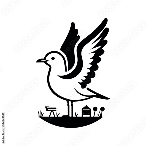 Laughing Gull Silhouette Vector Illustration – High-Quality Stock Graphics