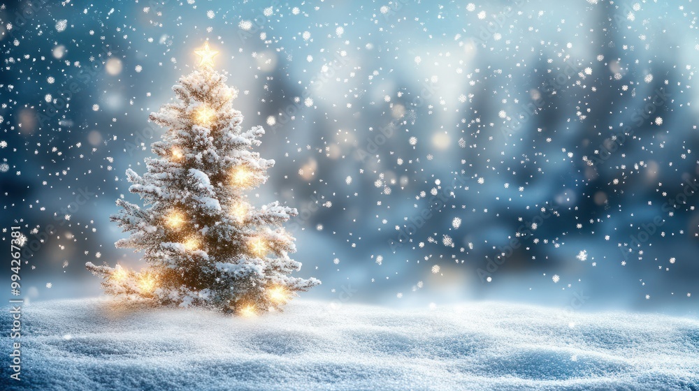 Winter christmas background with snow tree and lots of copy space Winter christmas background with snow tree and lots of copy space