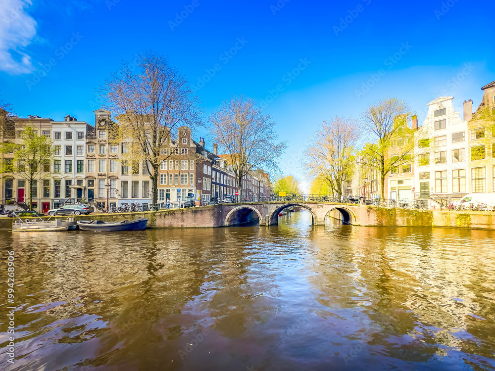 Naklejka premium Houses of Amstardam, Netherlands