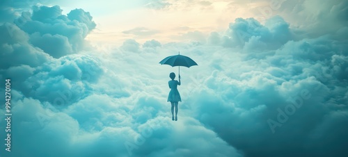 A person holding an umbrella, representing the idea of rising above the ordinary