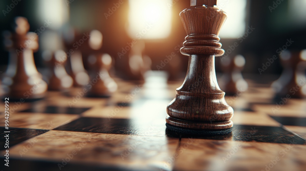A chess king piece stands tall on a wooden chessboard with other pieces blurred in the background, symbolizing leadership, strategy, and the importance of pivotal moments in the game. A chess king piece stands tall on a wooden chessboard with other pieces blurred in the background, symbolizing leadership, strategy, and the importance of pivotal moments in the game.