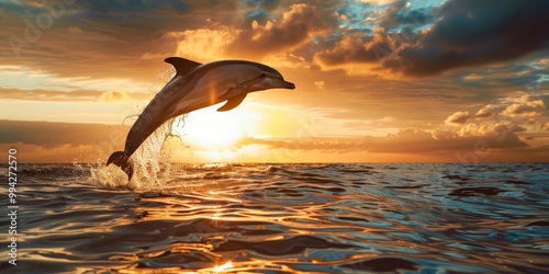 Dolphin Leaping at Sunset photo