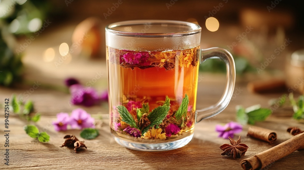herbal tea featuring aromatic mint, cinnamon, rose, and chamomile, a perfect blend of natural ingredients for a relaxing and refreshing health-boosting drink herbal tea featuring aromatic mint, cinnamon, rose, and chamomile, a perfect blend of natural ingredients for a relaxing and refreshing health-boosting drink