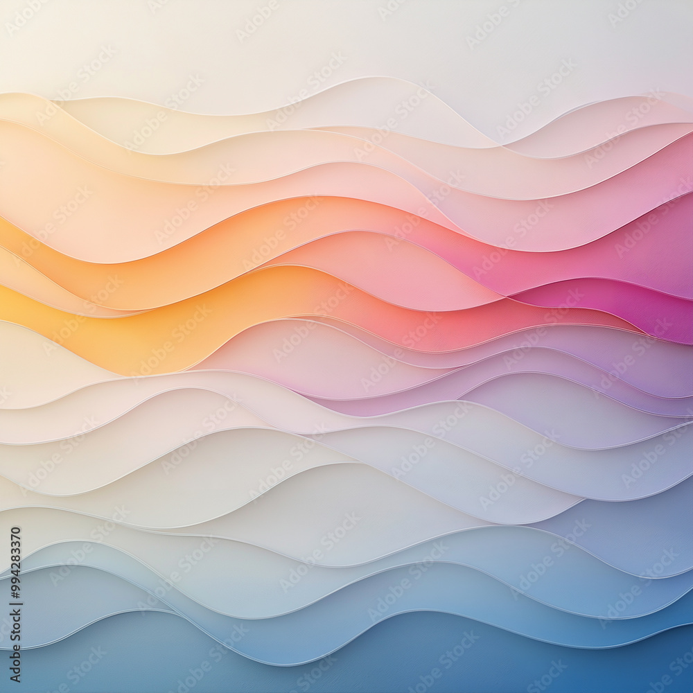 The image is a colorful wave pattern with various shades of blue, pink The image is a colorful wave pattern with various shades of blue, pink