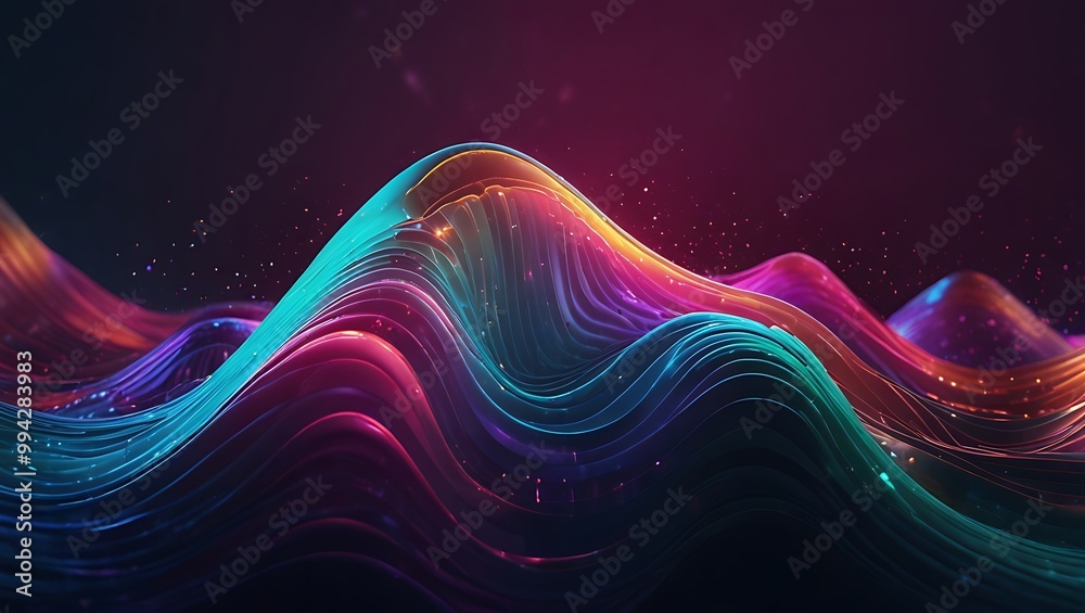 Dynamic Wave Pattern with Multicolored Waves on Dark Background Dynamic Wave Pattern with Multicolored Waves on Dark Background