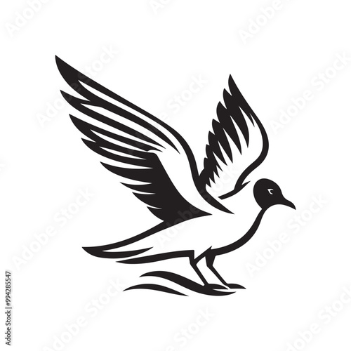 Laughing Gull Silhouette Vector Illustration – High-Quality Stock Graphics