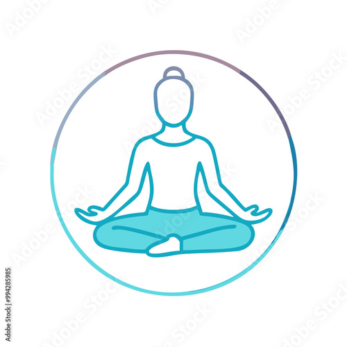 A yoga pose icon, featuring a person in a simple meditation posture for wellness apps