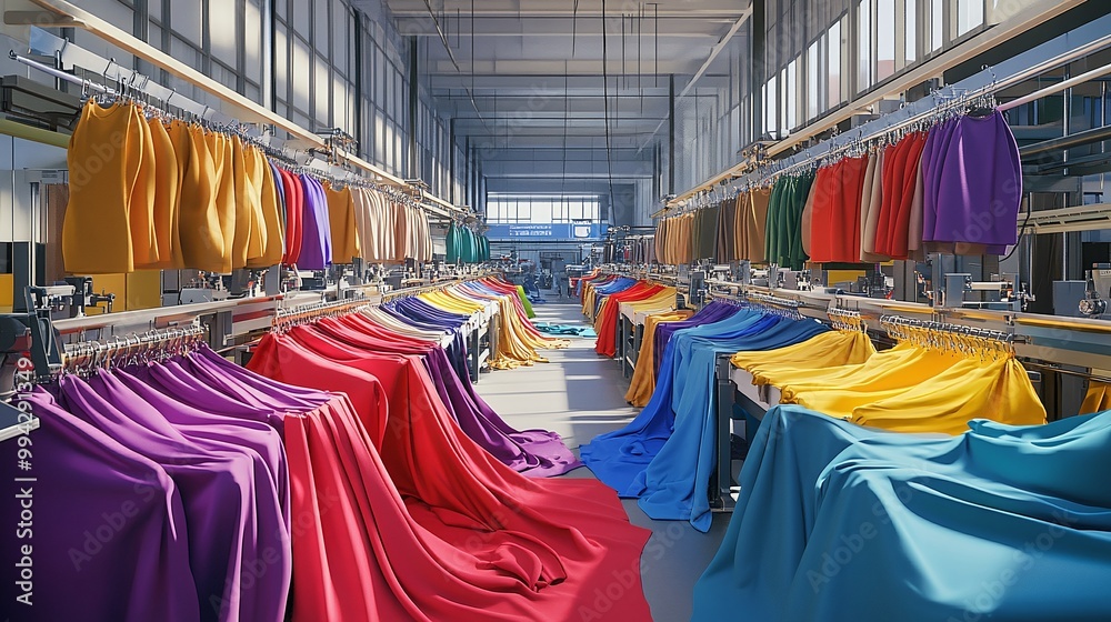 custom made wallpaper toronto digitalsewing machines colorful clothing and fabric rolls in a textile factory showcasing apparel industry manufacturing and garment production process