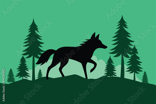 Solid color Maned Wolf animal vector design