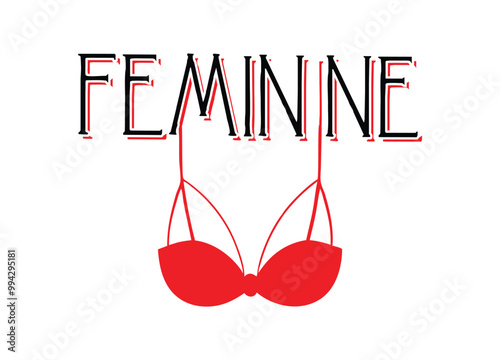 Red color bikini clothing fashion inspiration illustration logo template