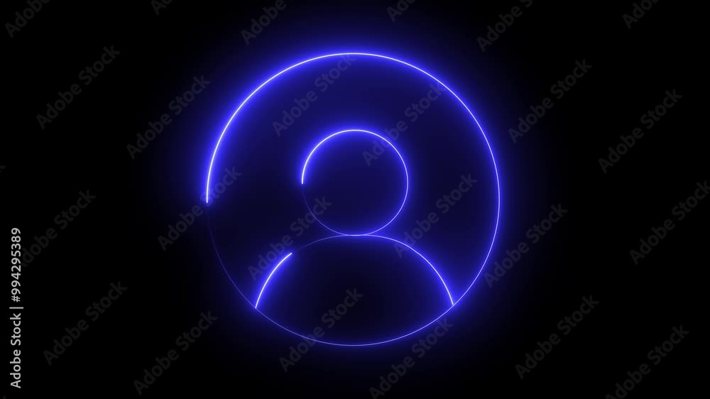 Man icon animation by blue color neon on black background. Man icon animation by blue color neon on black background.