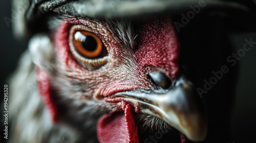 Wallpaper Mural A stunning close-up image capturing the intricate details of a hen's eye, with the texture and color of its feathers in sharp focus, highlighting nature's beauty. Torontodigital.ca