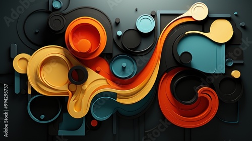 Abstract 3D Art with Colorful Shapes