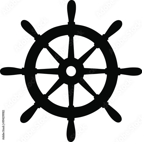 Steering wheel, ship rudder vector illustration.