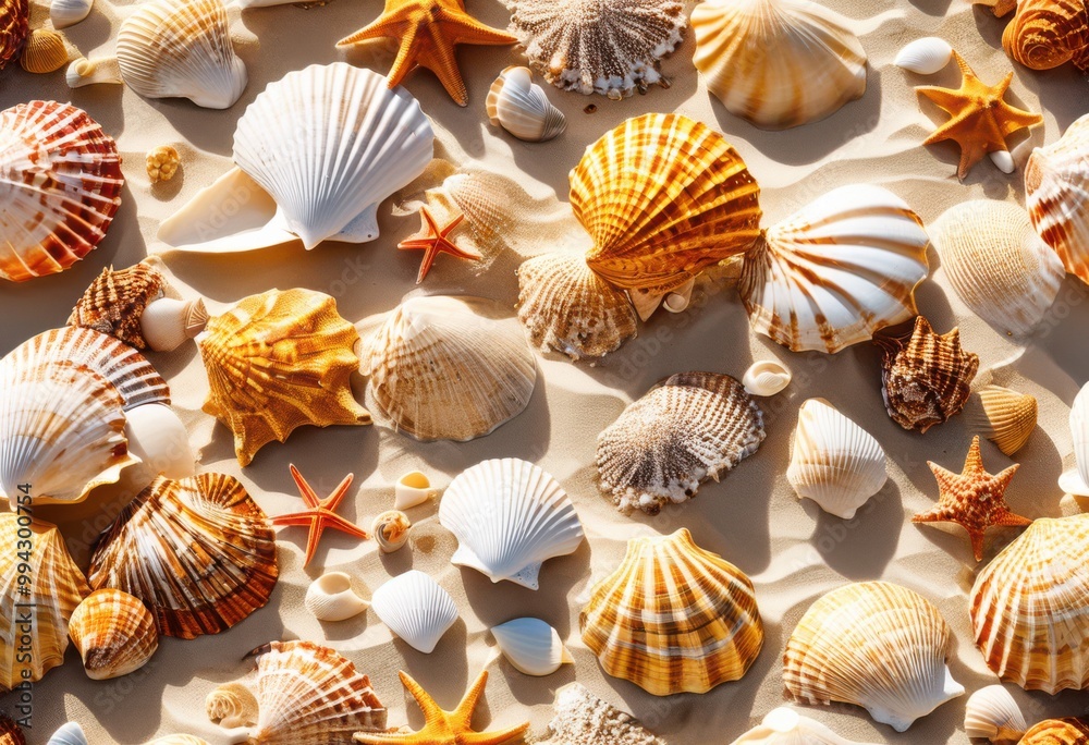 colorful clusters intriguing seashells placed harmoniously pristine white sandy shore showcasing natural beauty diversity, beach, ocean, shoreline colorful clusters intriguing seashells placed harmoniously pristine white sandy shore showcasing natural beauty diversity, beach, ocean, shoreline
