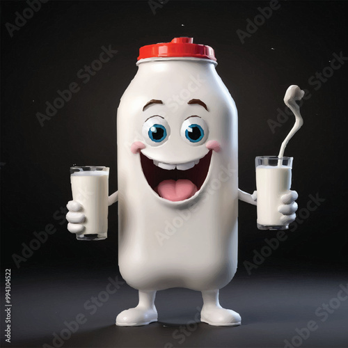 cute groovy milk characters and elements for poster of sticker design. Retro character, milk mascots, bottle,  package, milk foam milk in glass. Vintage vector milk glass character illustration. 