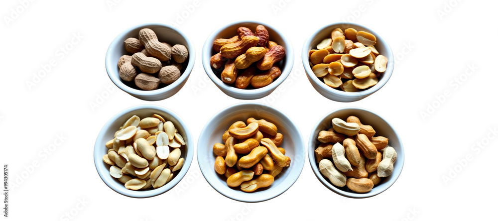 Set of transparent bowl filled with nuts isolated on a transparent background Set of transparent bowl filled with nuts isolated on a transparent background
