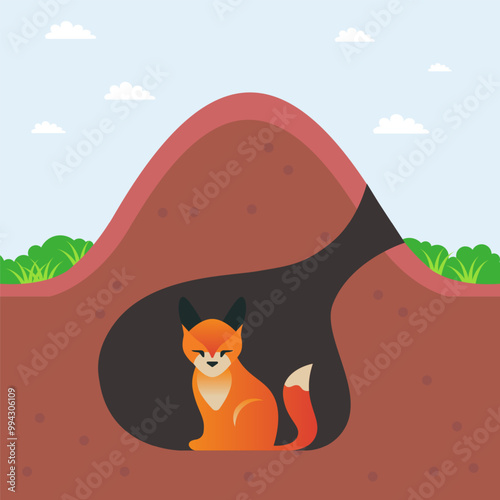 fox hole in the forest. house in the ground for animals