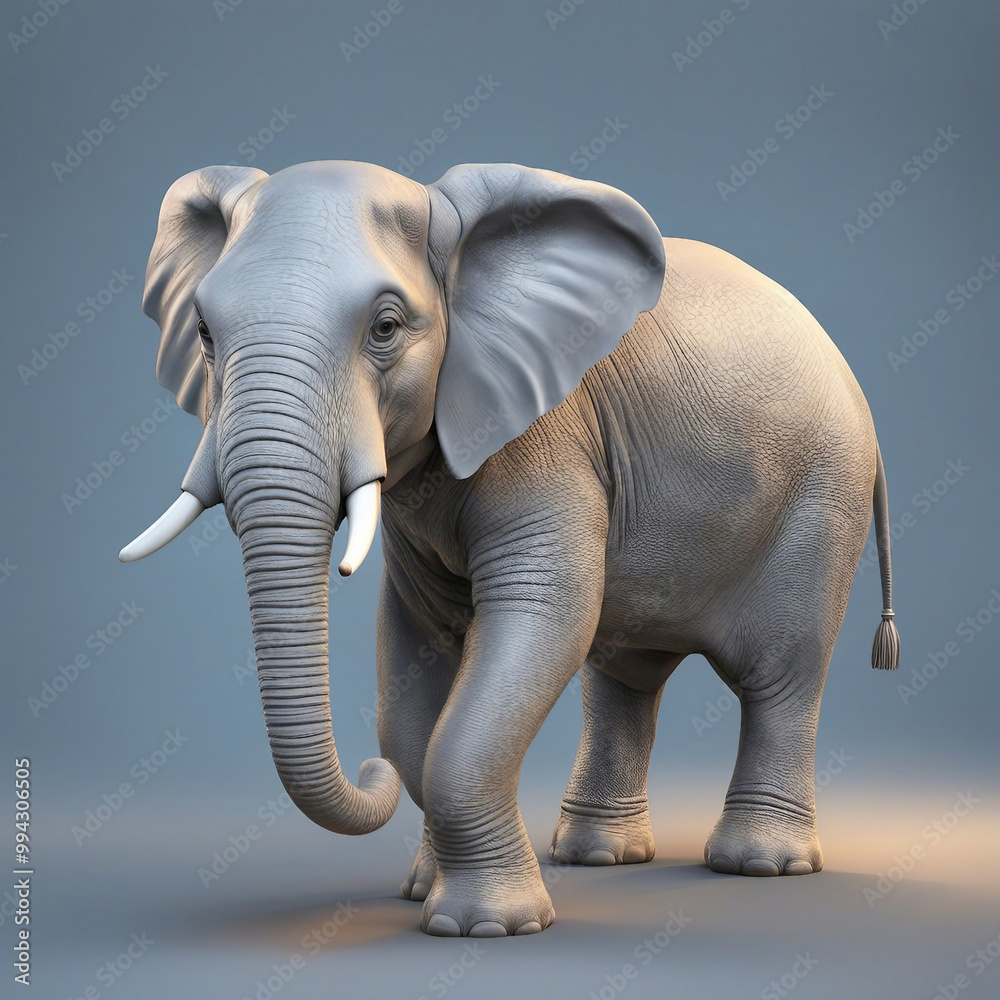Fototapeta premium Cartoon elephant on color background generated by AI