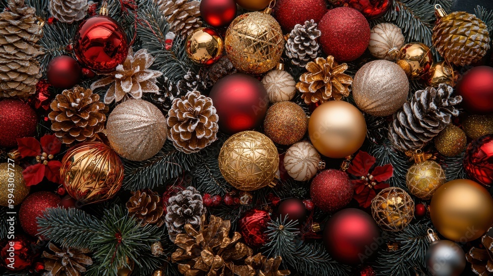 Christmas background made from festive decorations Christmas background made from festive decorations