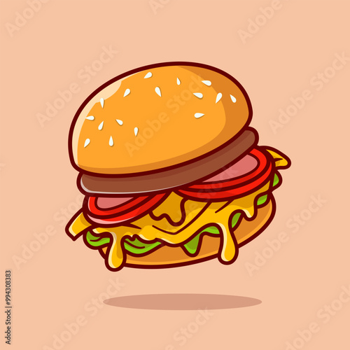 CAPTION :
Burger Food With Melted Cheese Floating Cartoon Vector 
Icon Illustration. Food Object Icon Concept Isolated Premium
Vector. Flat Cartoon Style