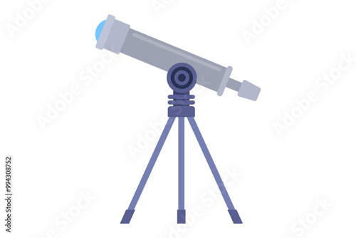 one telescope for stargazing. flat illustration.