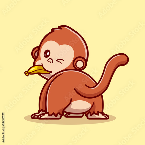Cute Monkey Eating Banana Cartoon Vector Icon Illustration.
Animal Nature Icon Concept Isolated Premium Vector. Flat
Cartoon Style