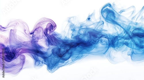 Blue and purple ink swirls on a white backdrop