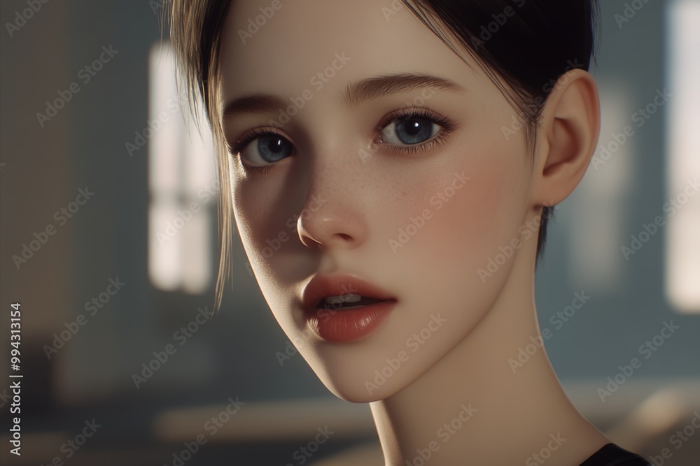 Φωτογραφία Captivating portrait of young woman with freckles and blue eyes