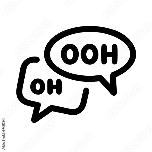 two overlapping speech bubbles. The first bubble, positioned slightly lower and to the left, contains the letters "OH". The second bubble, positioned slightly higher and to the right, contains the let