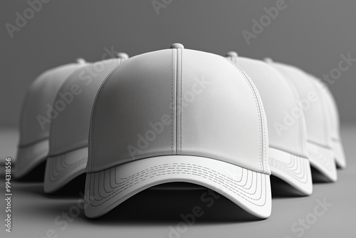 Black baseball caps mockup on a grey background photo