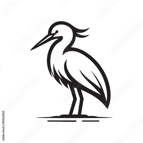 Little Egret Silhouette Vector Illustration – Elegant Stock Graphics