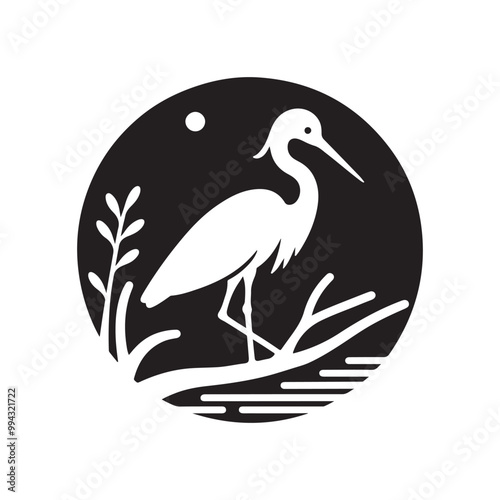 Little Egret Silhouette Vector Illustration – Elegant Stock Graphics