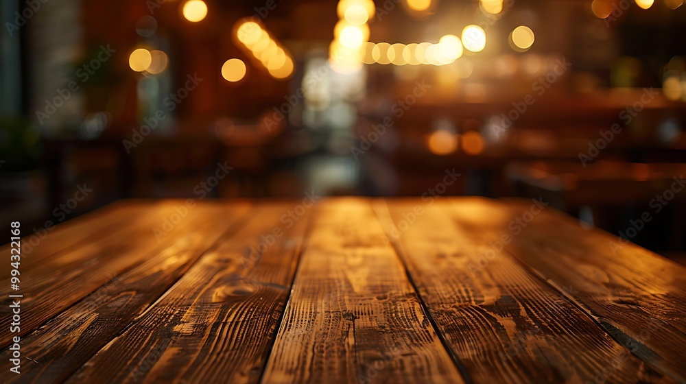 Empty wooden table with christmas theme in background, Warm Glow: A Cozy Evening at a Wooden Table Empty wooden table with christmas theme in background, Warm Glow: A Cozy Evening at a Wooden Table