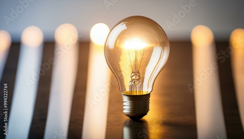 The glowing light bulb, the symbol of innovation and bright ideas, illuminates the concept of electric power