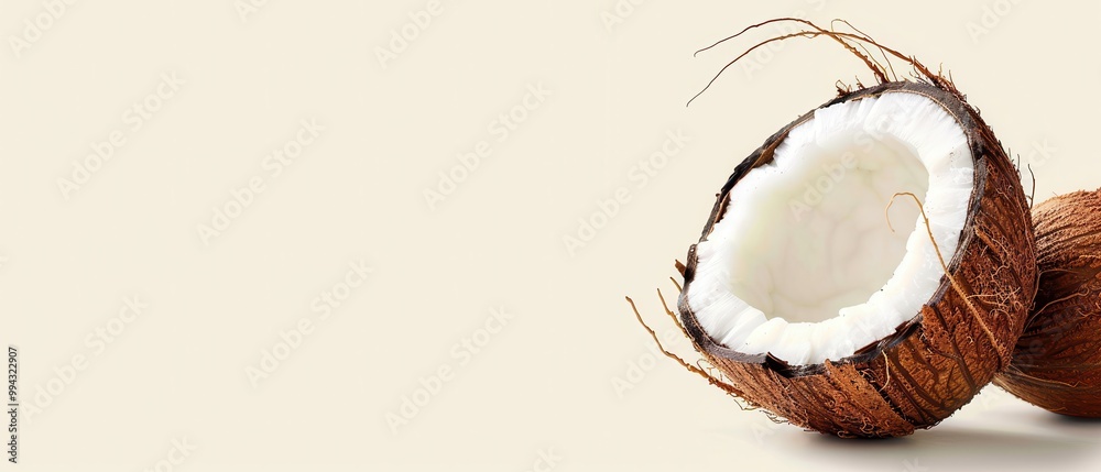 A close up of a coconut with the shell removed A close up of a coconut with the shell removed
