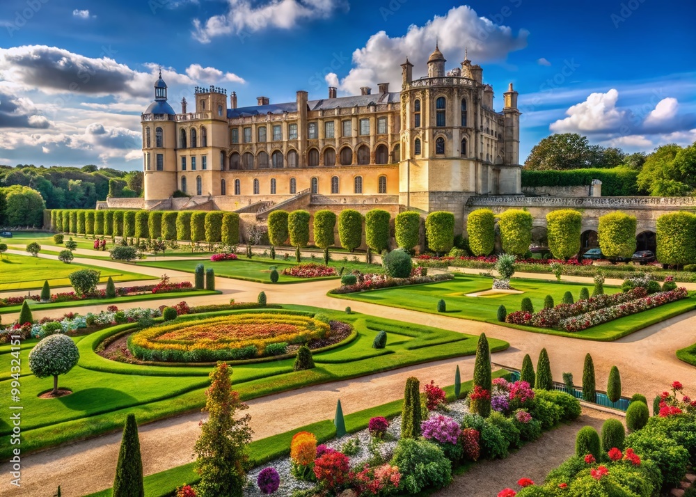 Obraz premium Majestic Château de Saint-Germain-en-Laye Surrounded by Lush Gardens and Historical Architecture