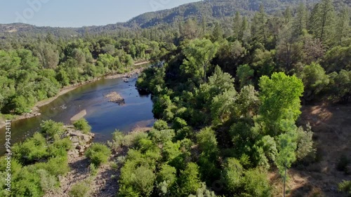 flying over a river in california  photo