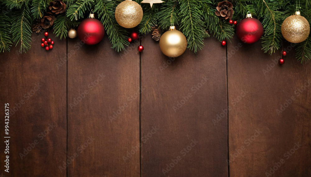 christmas decoration on wooden background