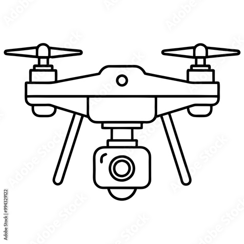 professional drone camera line art vector illustration 