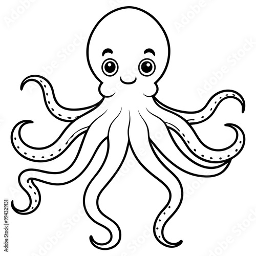 octopus line art vector illustration