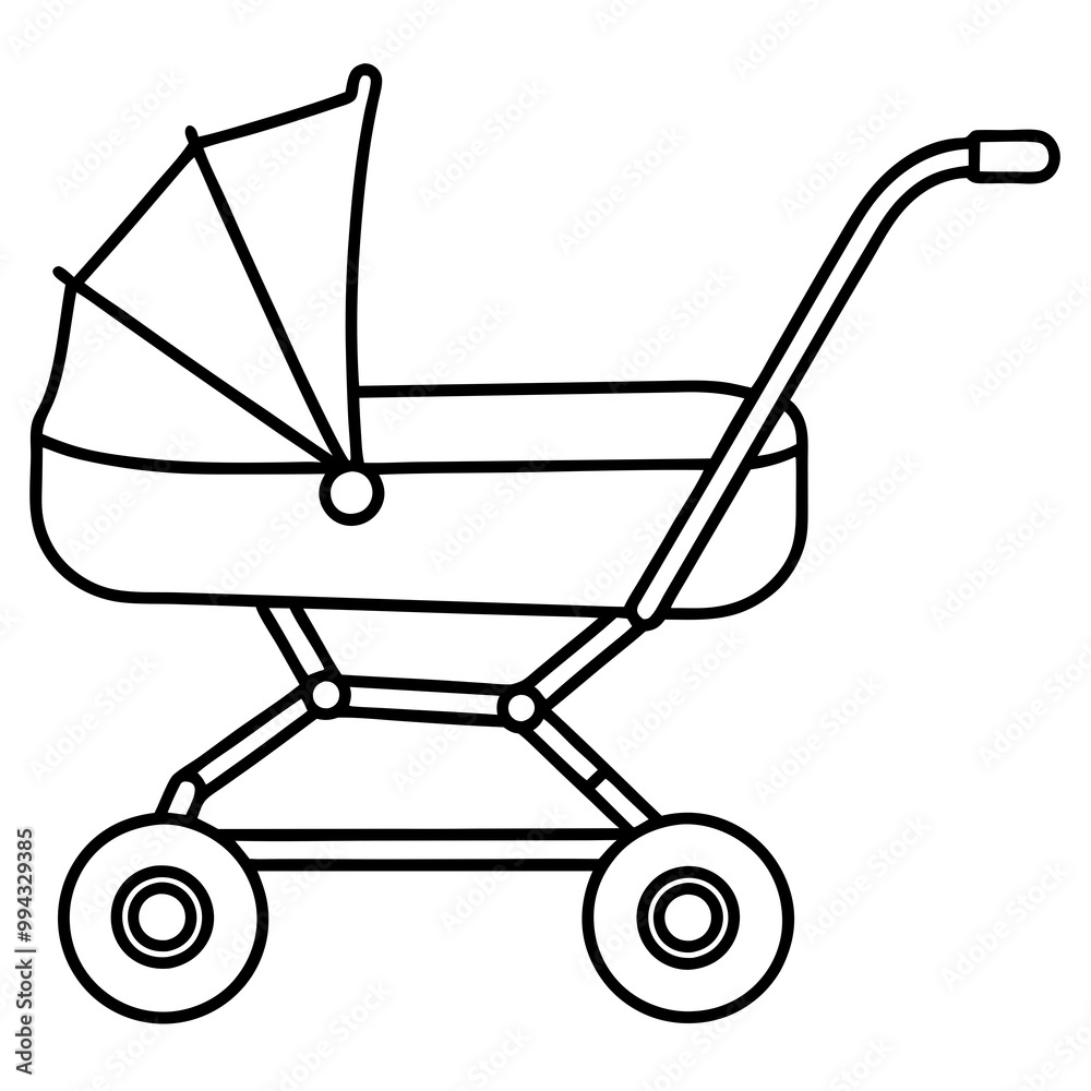 newborn baby modern stroller line art vector illustration newborn baby modern stroller line art vector illustration
