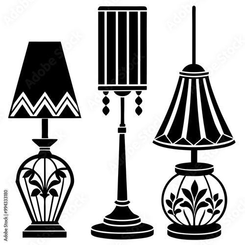 table lamps set silhouette vector illustration 