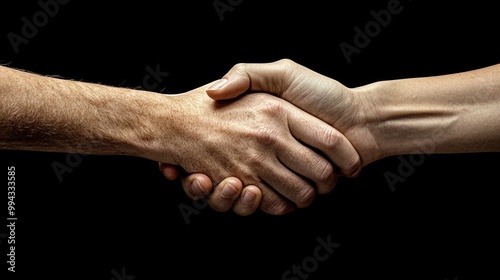 A handshake symbolizes cooperation and agreement.