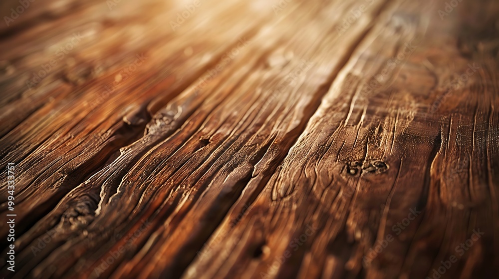 Fototapeta premium Empty wooden table with christmas theme in background, Warm Glow: A Cozy Evening at a Wooden Table