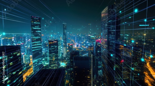 Wallpaper Mural The Night Cityscape with Lights Torontodigital.ca