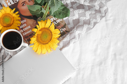 Beautiful sunflowers, cup o...
