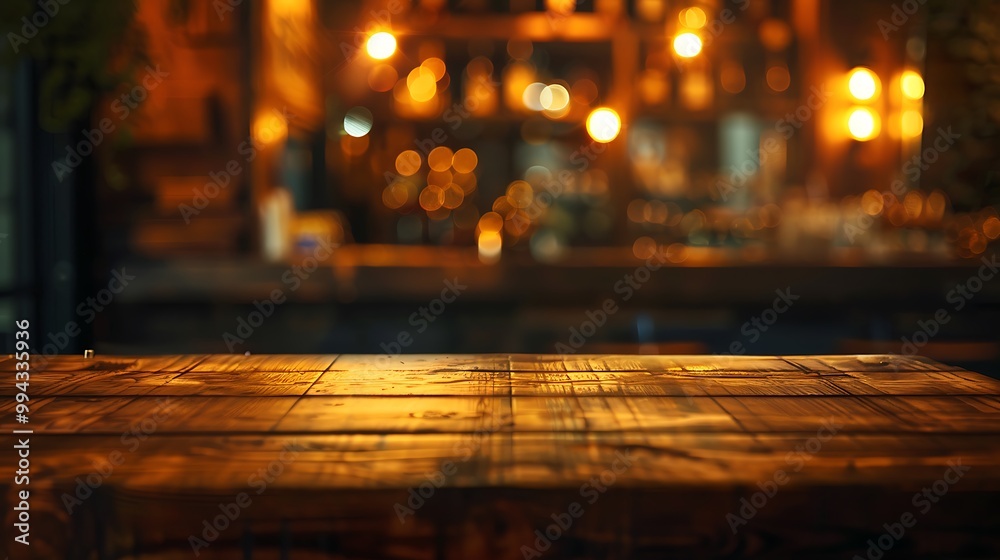 Empty wooden table with christmas theme in background, Warm Glow: A Cozy Evening at a Wooden Table Empty wooden table with christmas theme in background, Warm Glow: A Cozy Evening at a Wooden Table