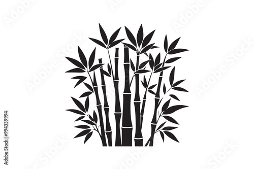 Bamboo silhouette vector illustration, Elegant Bamboo Silhouettes vector.